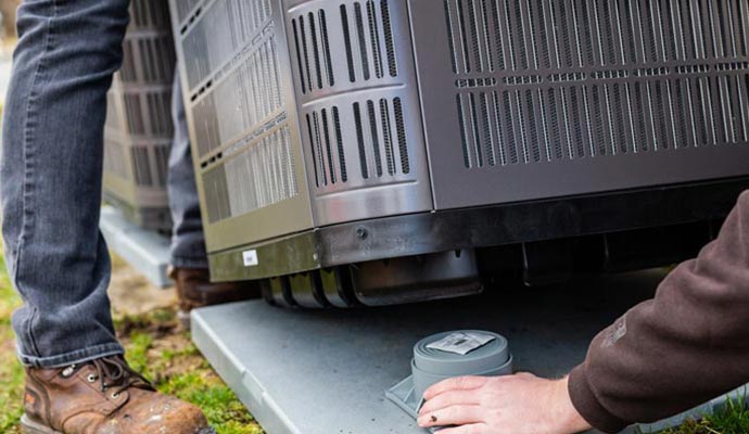 Person installs an AC unit