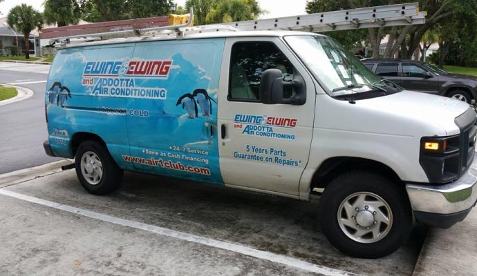 Ewing and Ewing Air Conditioning company service vehicle