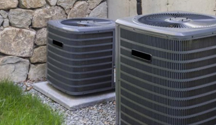 non brand ac unit in the backyard
            