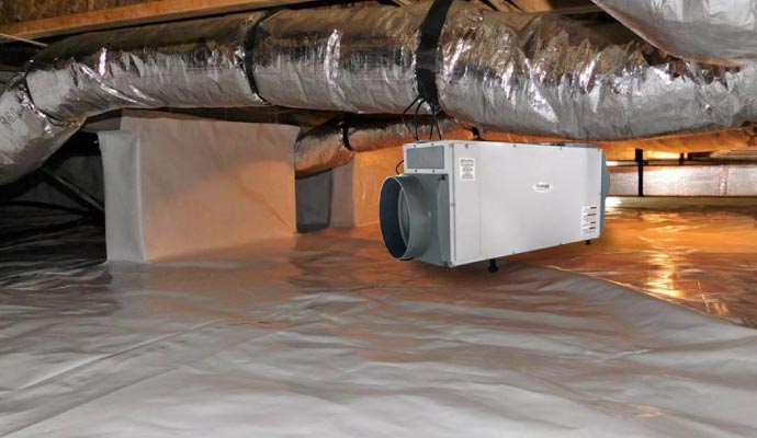 Installed dehumidifier in the crawl space Installed dehumidifier in the crawl space