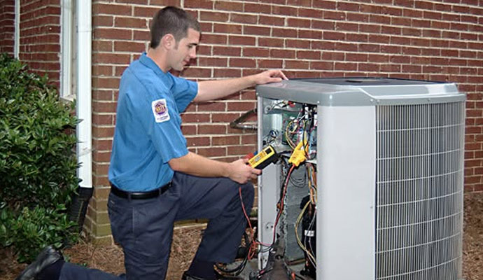 Technician checking HVAC